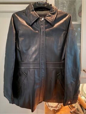 Coach Black Tailored Leather Zipper Jacket